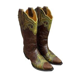 Old Gringo Brown & Green Studed Boots Women Size 6.5B